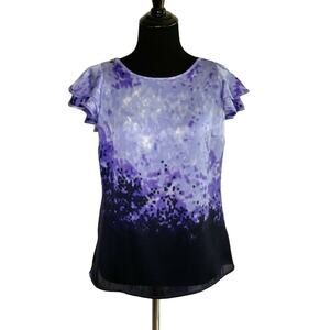 MICHAEL KORS Purple Print Short Sleeves Blouse Size 2